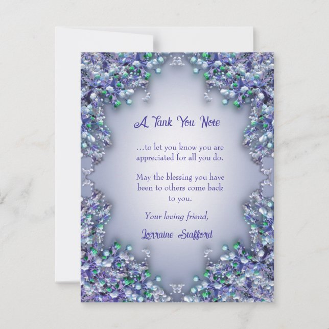 Lavender Blue Spring Lilac Florals Thank You Card Tack Kort (Framsida)