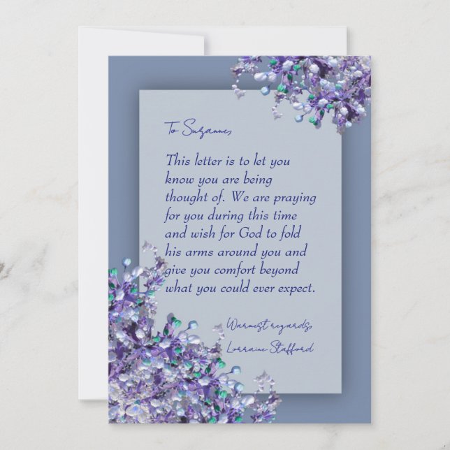 Lavender Blue Spring Lilacs Sympathy Card Inbjudningar (Framsida)