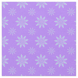 Lavender Blue White Star Snowflake Mönster Tyg