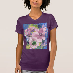 Lavender Blues Watercolor Blommigt Glitter T Shirt