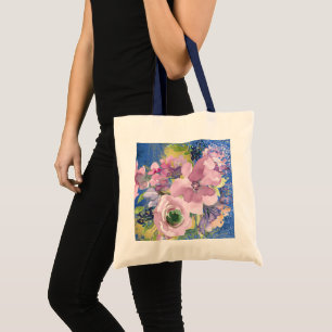 Lavender Blues Watercolor Blommigt Glitter Tygkasse