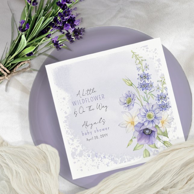 Lavender Boho A Little WildblomBaby Shower Pappersservett (Skapare uppladdad)
