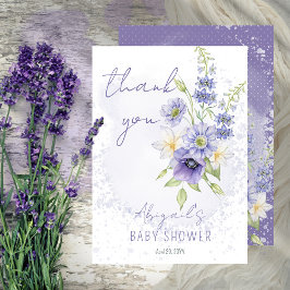 Lavender Boho A Little WildblomBaby Shower Tack Kort