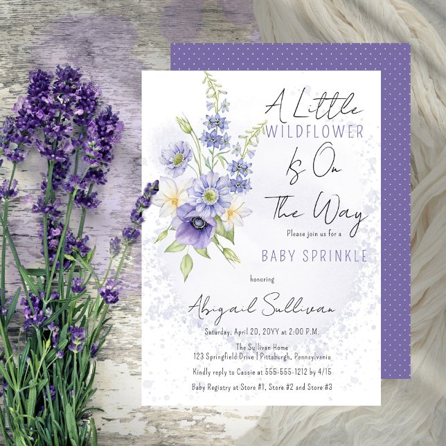 Lavender Boho A Little Wildblomme Baby Sprinkle Inbjudningar (Skapare uppladdad)