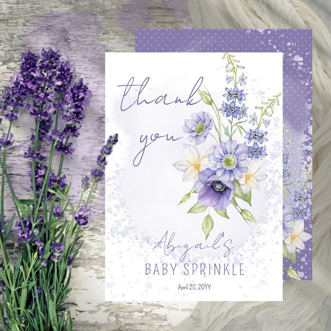 Lavender Boho A Little Wildblomme Baby Sprinkle Tack Kort (Skapare uppladdad)