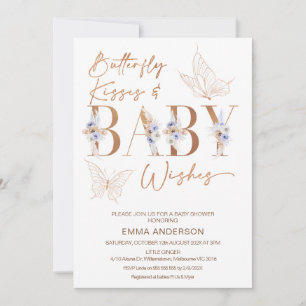 Lavender Boho Blommigt Butterfly kysser babyskor Inbjudningar