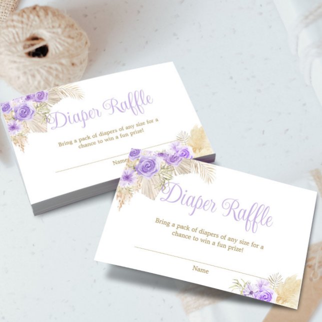Lavender Boho Pampas Blommigt Handflatan Diaper Ra Tilläggskort (Skapare uppladdad)