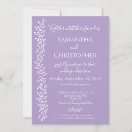 Lavender Boho Romantic Botanical Minimal Bröllop Inbjudningar