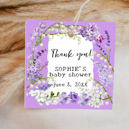 Lavender Boho Watercolor Blommigts Baby Shower Gåvor Etiketter