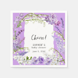 Lavender Boho Watercolor Blommigts Baby Shower Pappersservett