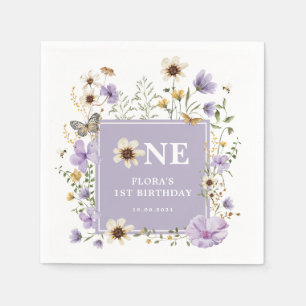 Lavender Boho WildblomGirl 1st Birthday Party Pappersservett