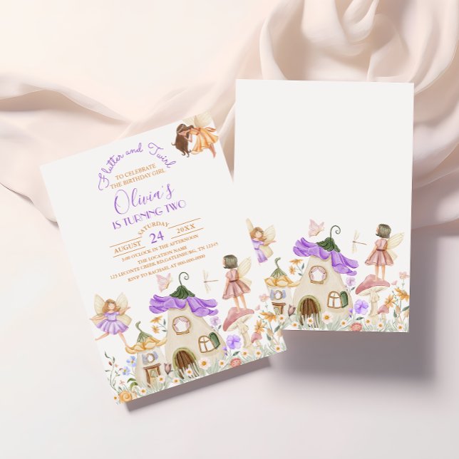 Lavender Boho WildblommFairy Birthday Inbjudningar (Skapare uppladdad)