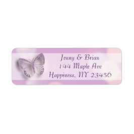 Lavender Bokeh Butterflies Returadress Etikett