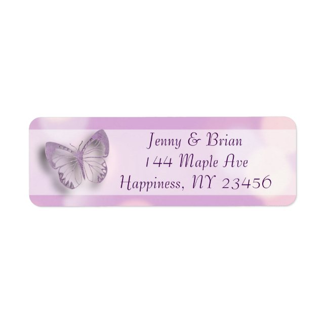 Lavender Bokeh Butterflies Returadress Etikett (Framsidan)