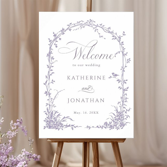 Lavender Botanical Arch Garden Wedding Welcome Poster (Skapare uppladdad)