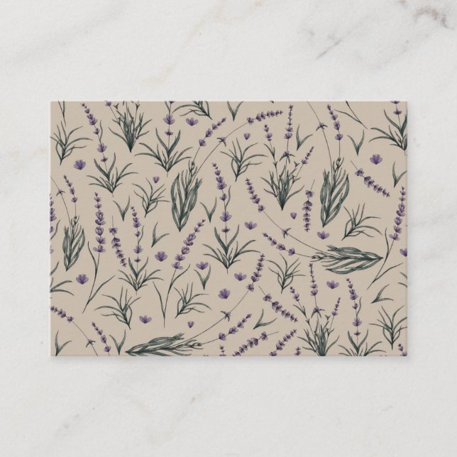 Lavender Botanical Pattern Business Card Visitkort (Framsida)