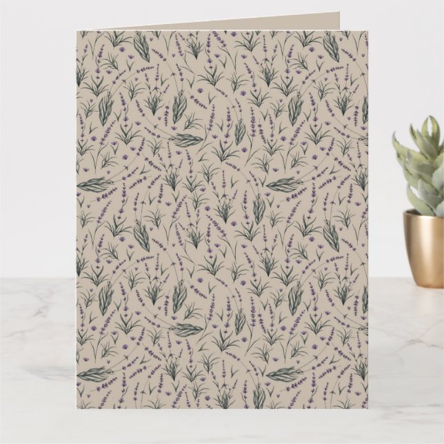 Lavender Botanical Pattern Greeting Card Kort (Liten växt)