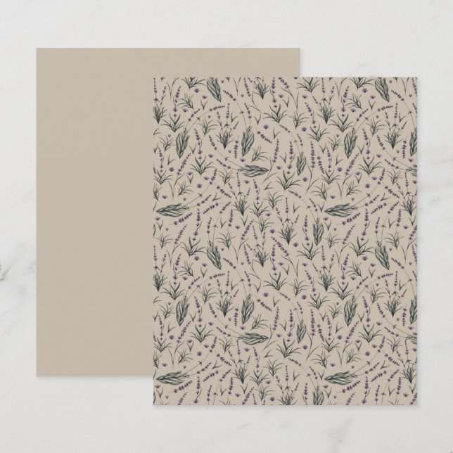 Lavender Botanical Pattern Paper Sheet (Fram/baksida)