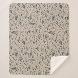 Lavender Botanical Pattern Sherpa Blanket