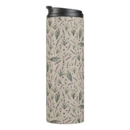 Lavender Botanical Pattern Thermal Tumbler