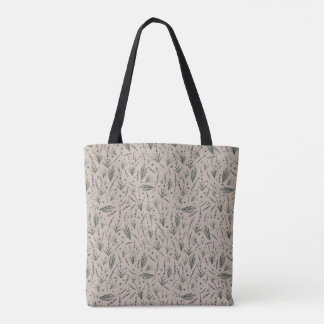 Lavender Botanical Pattern Tote Bag Tygkasse