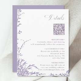 Lavender Botanical Wedding QR Code Details Tilläggskort