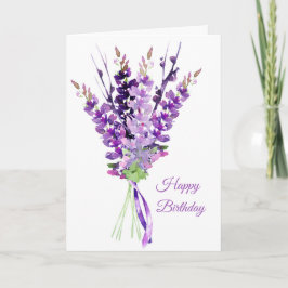 Lavender Bouquet Birthday Card Kort