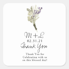 Lavender Bouquet med minimalistisk vattenfärg Fyrkantigt Klistermärke