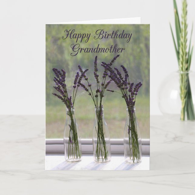 Lavender Bouquets Grandmor Grattis på födelsedagen Kort (Framsida)