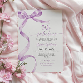 Lavender Bow 50 & Fabulous Birthday-inbjudan Inbjudningar