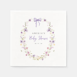 Lavender Bow Baby Shower Wildblommor Pappra blöjor Pappersservett