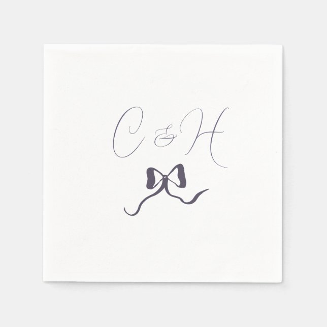 lavender bow bröllop pappersservett (Framsidan)