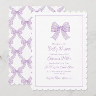 Lavender Bow GrandMillennium Preppy Baby Shower Inbjudningar