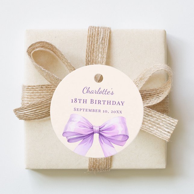 Lavender bow ivory DIY write by hand birthday Gåvor Etiketter (Skapare uppladdad)
