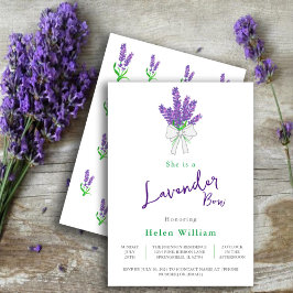 Lavender Bow Lila Baby Shower Inbjudningar