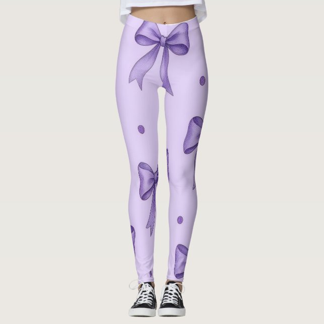Lavender Bow Pattern Leggings (Framsida)
