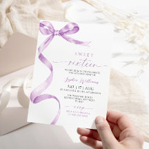 Lavender Bow Sweet 16 Birthday-inbjudan