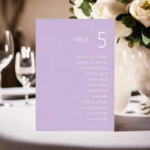 Lavender Bröllop Bordsnummer Card med Namn