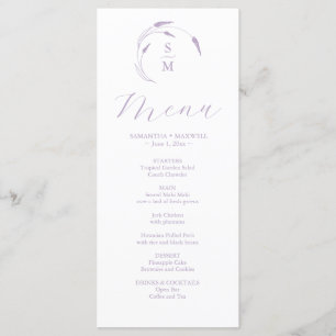 Lavender Bröllop Menus Simple Monogram Meny