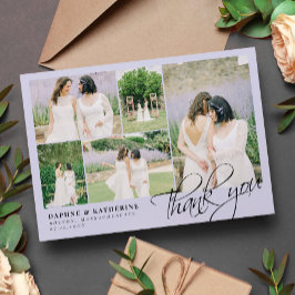 Lavender Bröllop Photo Collage Script Tack Kort