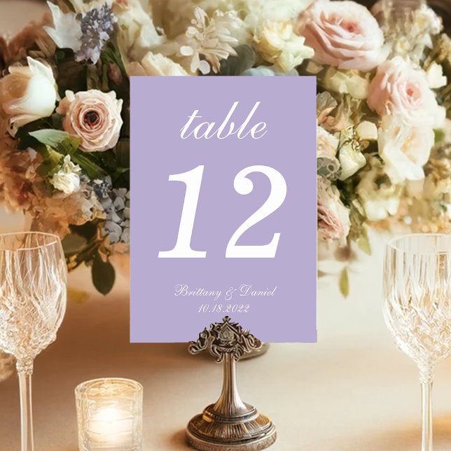 Lavender Bröllop Simple Lila Elegant Calligraphy Bordsnummer (Skapare uppladdad)