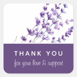 Lavender Bröllop Tack Stickers Fyrkantigt Klistermärke