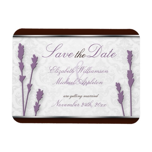 Lavender & Brown 4"x3", platt Spara datum magneter (Horisontell)