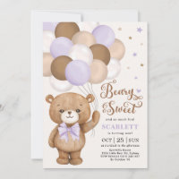 Lavender Brown Nalle med Balloons Birthday