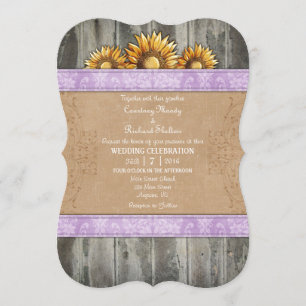 Lavender Brown Rustic Sunblommasinbjudan Inbjudningar