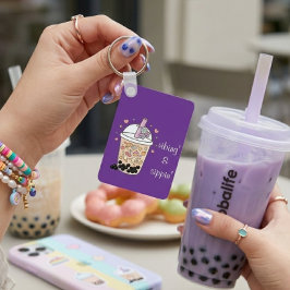 lavender bubble tea charm boba bliss glossy sip nyckelring