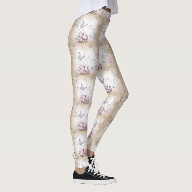Lavender Butterflies, Music Staffs och Clocks Leggings (Höger)