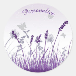 Lavender & Butterflies Personalize Runt Klistermärke