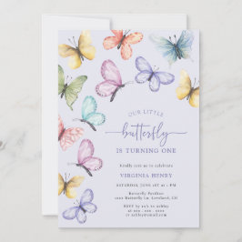Lavender Butterfly Birthday Inbjudningar