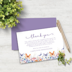 Lavender Butterfly Blommigt Sympathy Tack Kort